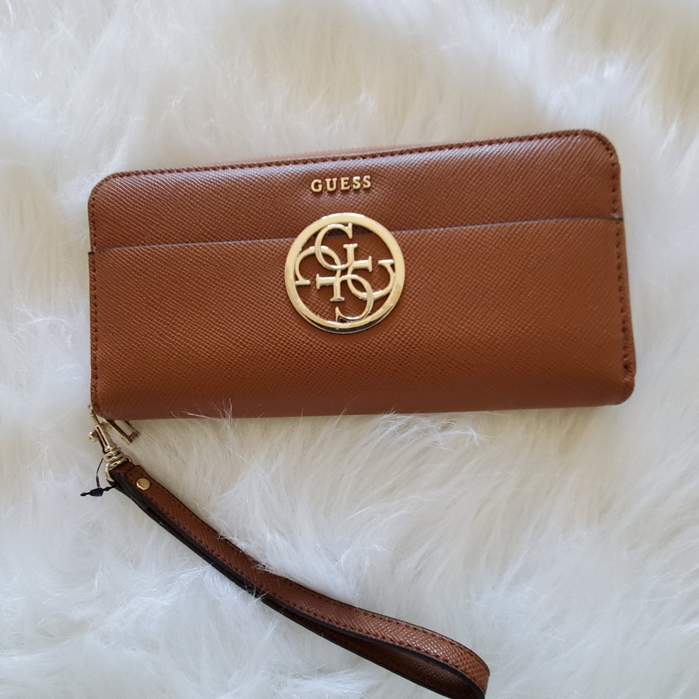 Guess Kamrin G Zip Around Brown Wallet